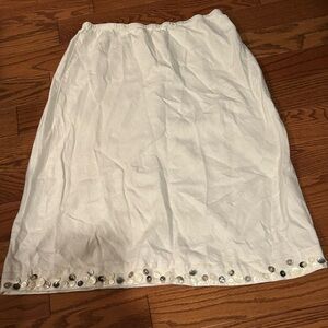 J. Jill Elegant Linen Cream Midi Skirt with Button Accents Sz M